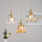 Retro Tulip Glass Pendant Light with E27 Fitting, Amber