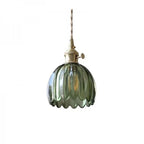 Retro Tulip Glass Pendant Light with E27 Fitting, Amber