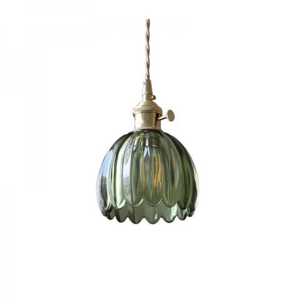 Retro Tulip Glass Pendant Light with E27 Fitting, Amber