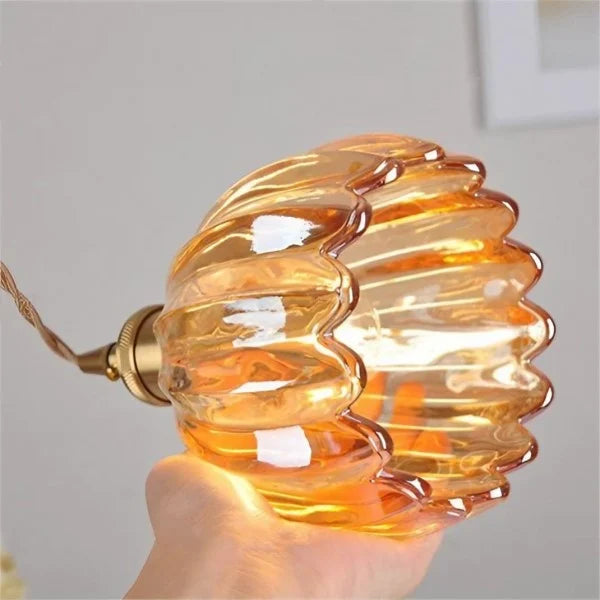 Retro Tulip Glass Pendant Light with E27 Fitting, Amber