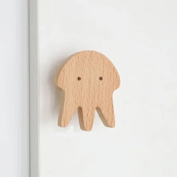 Wooden Animal Wall Hooks, Self-Adhesive or Screw Fixing