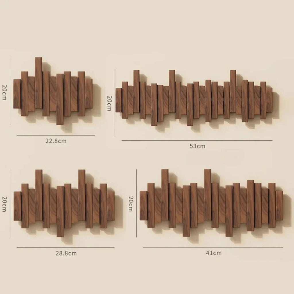 Piano Key Wall Coat Rack in Walnut or Beech with Folding Hooks