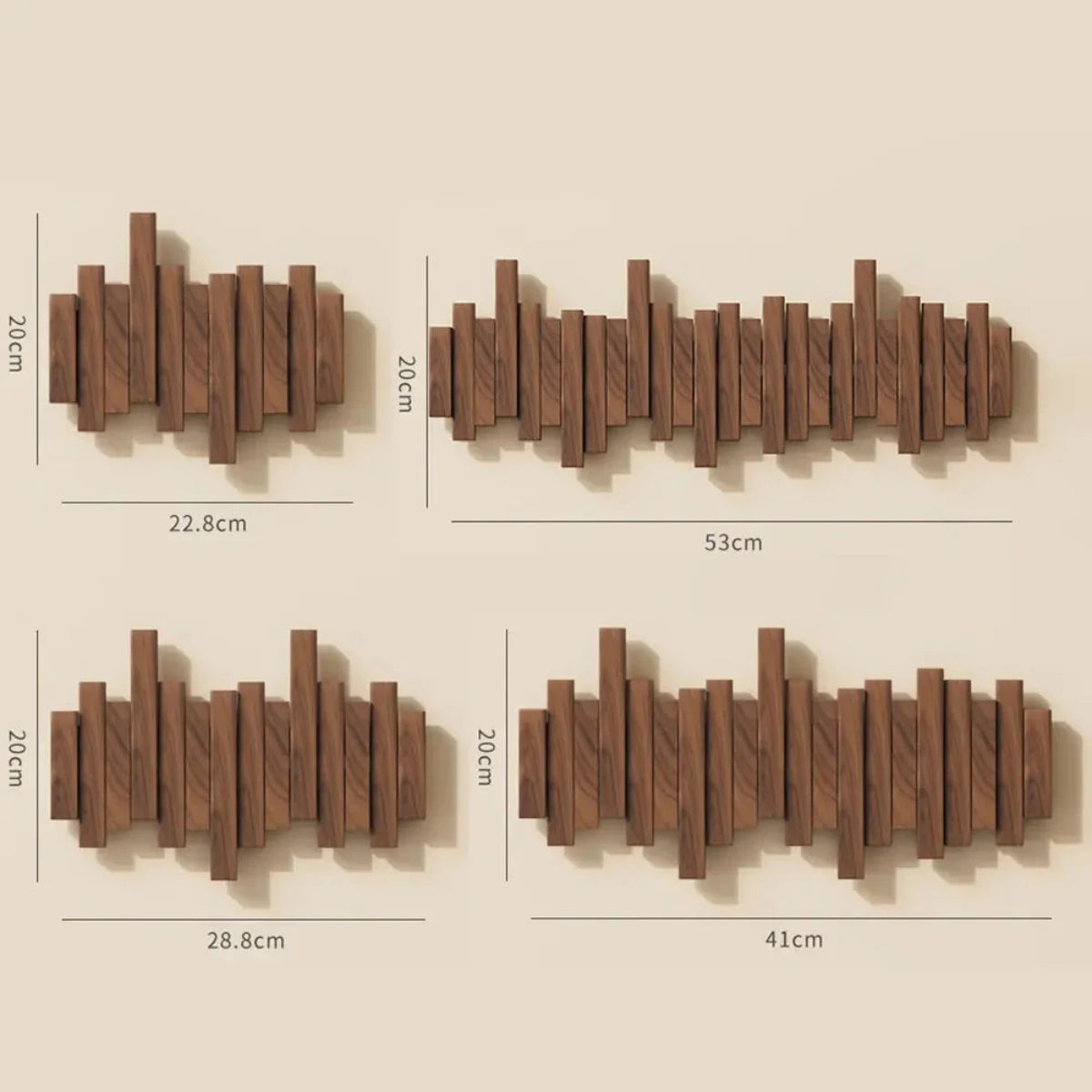 Piano Key Wall Coat Rack in Walnut or Beech with Folding Hooks