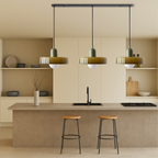 3-Light Bauhaus Pendant Light with Coloured Glass Shades, G9