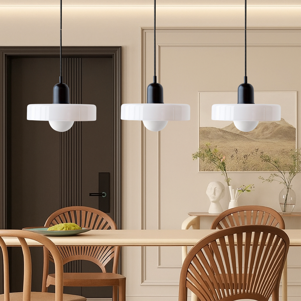 3-Light Bauhaus Pendant Light with Coloured Glass Shades, G9