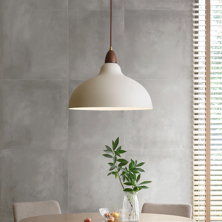 Scandinavian Wood and Metal Pendant Light, E27, Adjustable