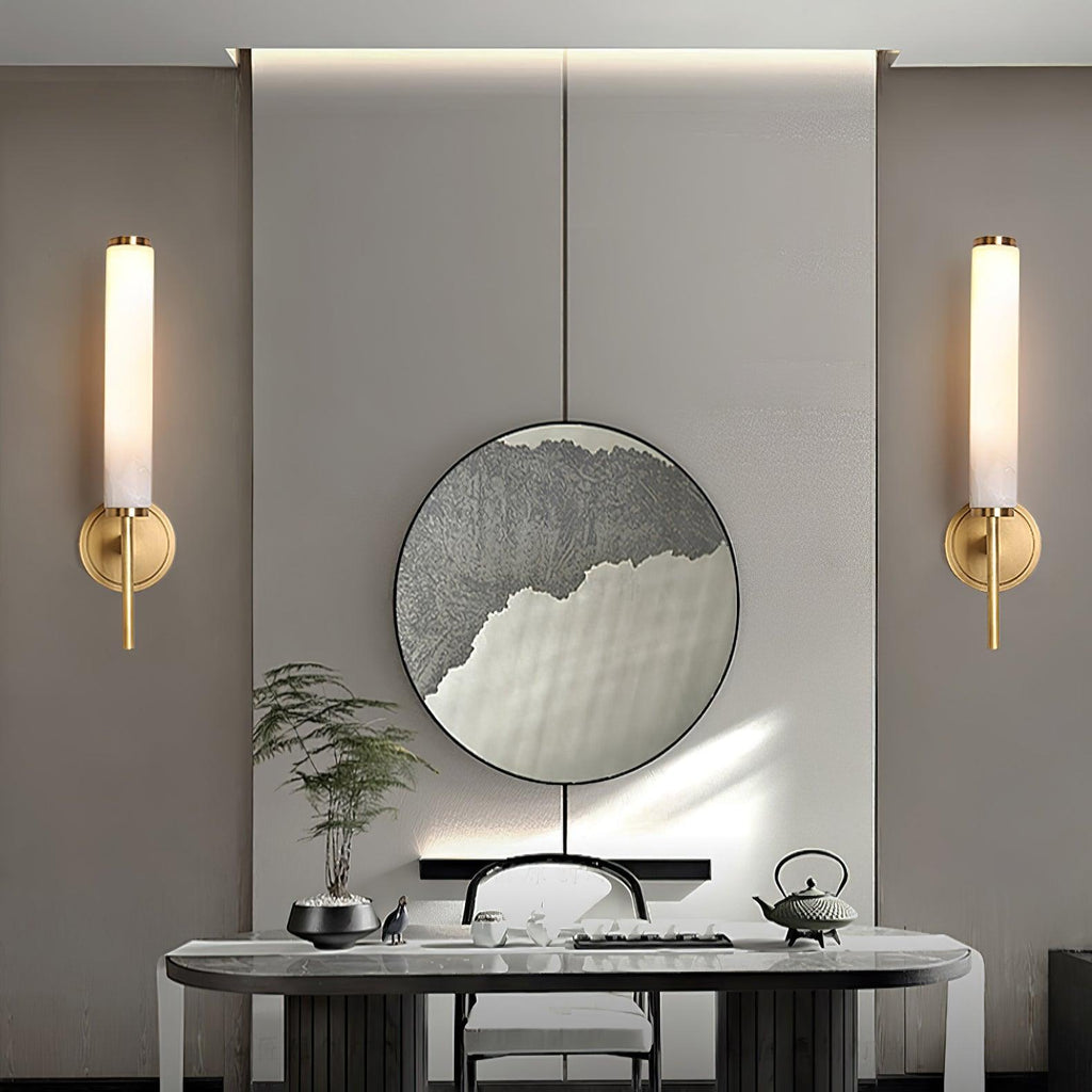 Art Deco Alabaster Wall Light with Brass Fitting