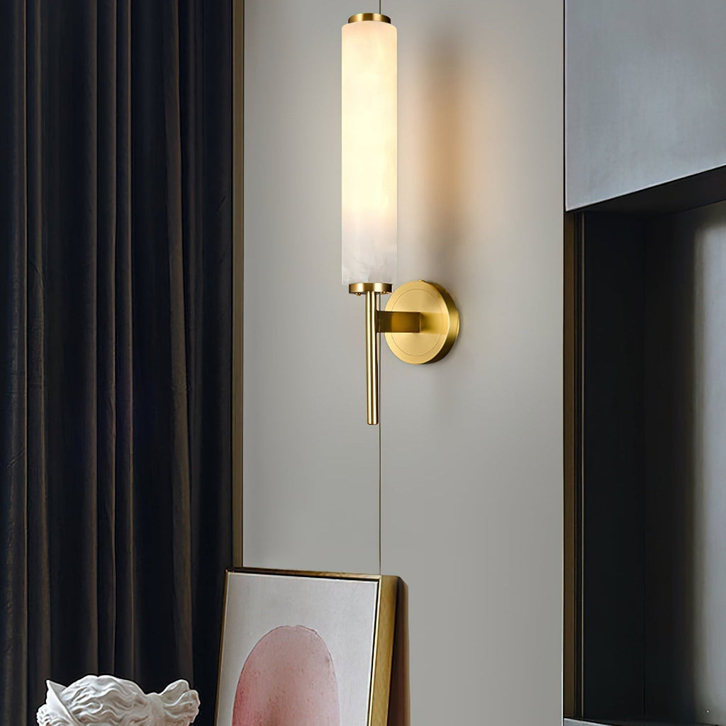 Art Deco Alabaster Wall Light with Brass Fitting