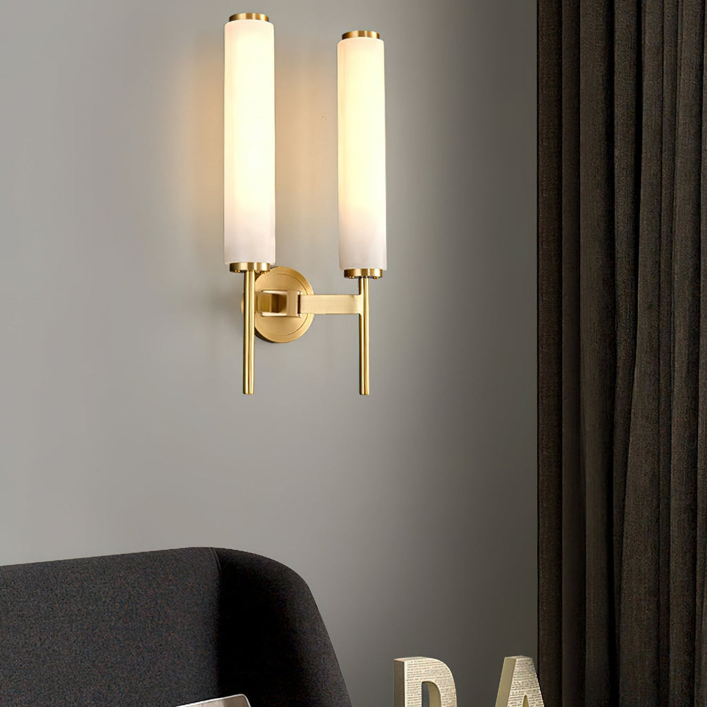 Art Deco Alabaster Wall Light with Brass Fitting