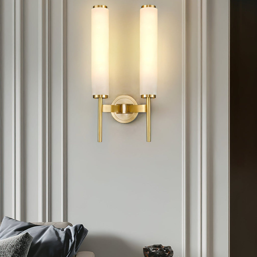 Art Deco Alabaster Wall Light with Brass Fitting
