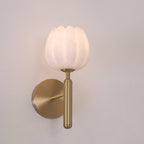 Art Deco Alabaster Flower Wall Light with Brass Frame
