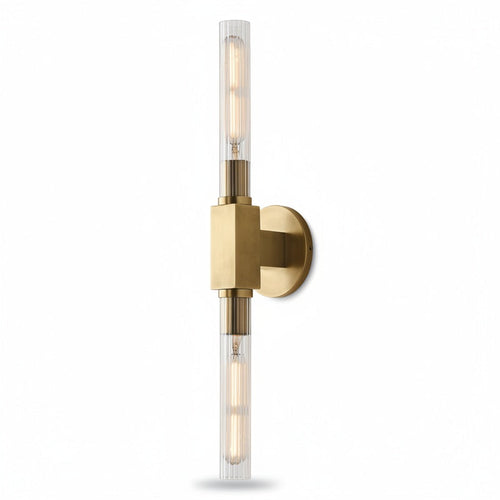 Art Deco Fluted Glass Wall Light, Two Lights, Dimmable