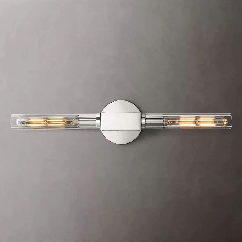 Art Deco Fluted Glass Wall Light, Two Lights, Dimmable