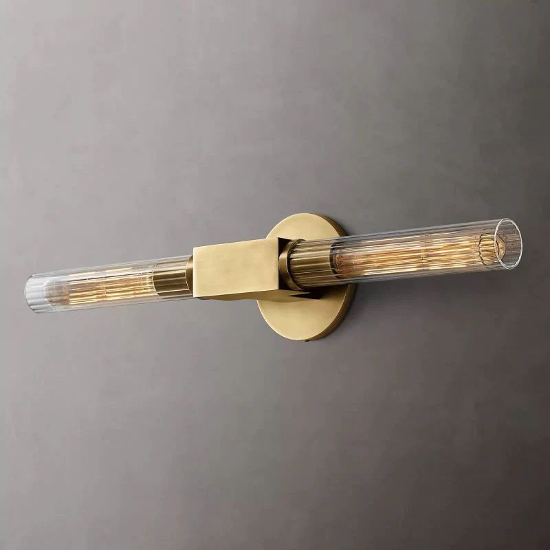 Art Deco Fluted Glass Wall Light, Two Lights, Dimmable