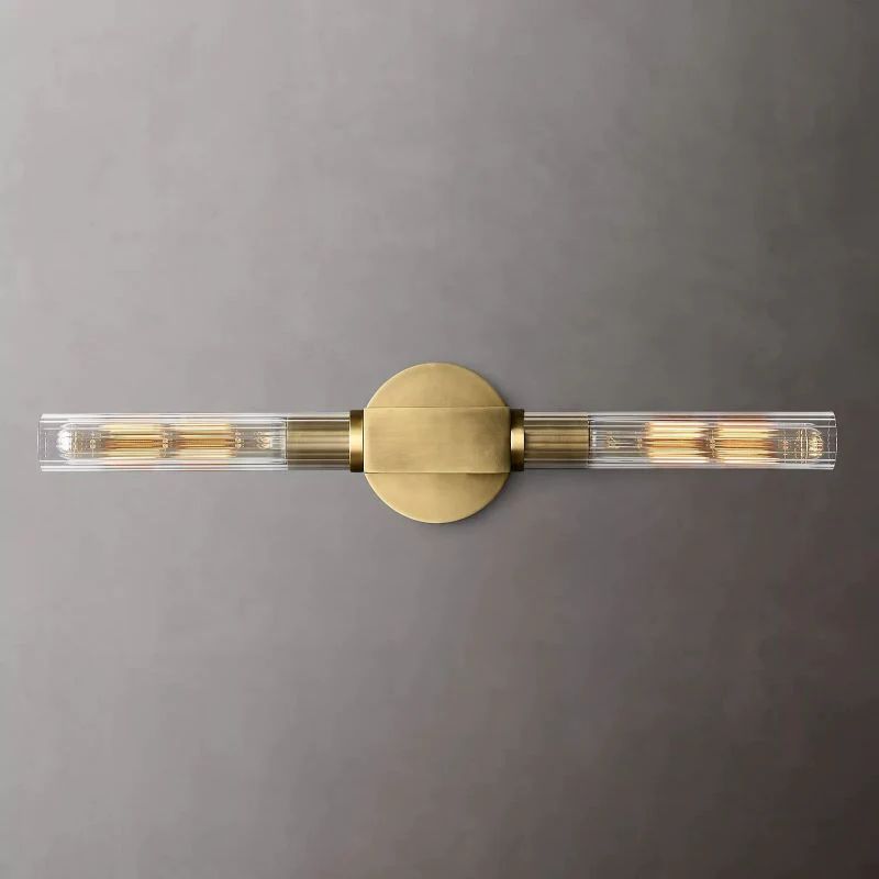 Art Deco Fluted Glass Wall Light, Two Lights, Dimmable
