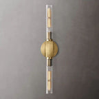 Art Deco Fluted Glass Wall Light, Two Lights, Dimmable