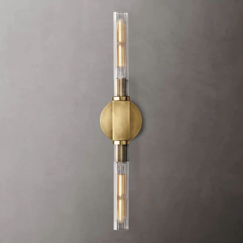 Art Deco Fluted Glass Wall Light, Two Lights, Dimmable