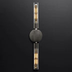 Art Deco Fluted Glass Wall Light, Two Lights, Dimmable
