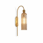 Art Deco Fluted Glass Wall Light with Gold Arc Frame
