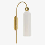 Art Deco Fluted Glass Wall Light with Gold Arc Frame