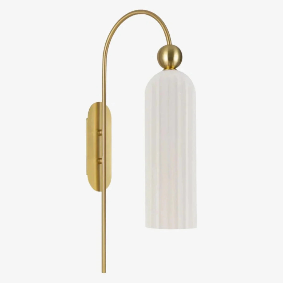 Art Deco Fluted Glass Wall Light with Gold Arc Frame