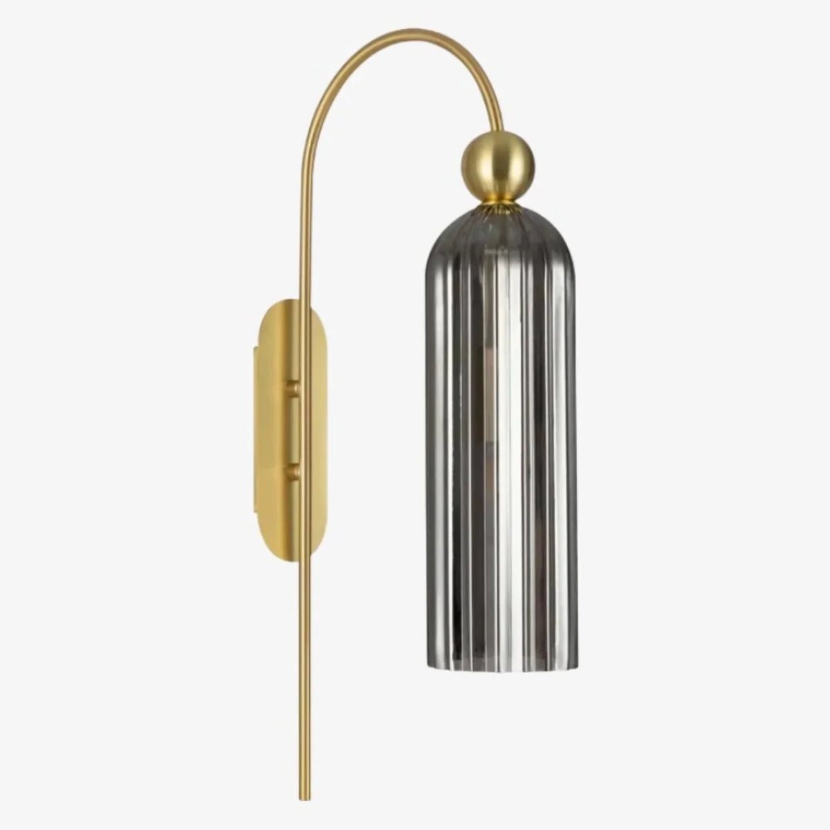Art Deco Fluted Glass Wall Light with Gold Arc Frame