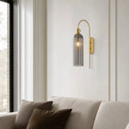 Art Deco Fluted Glass Wall Light with Gold Arc Frame