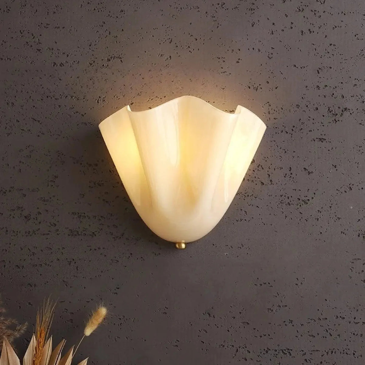 Art Deco Shell Glass Wall Light with Gold Fitting