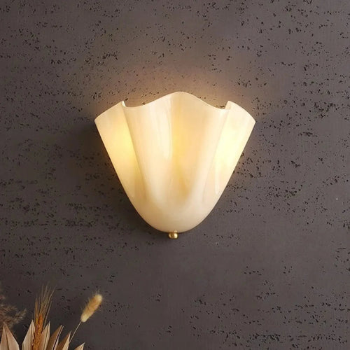 Art Deco Shell Glass Wall Light with Gold Fitting