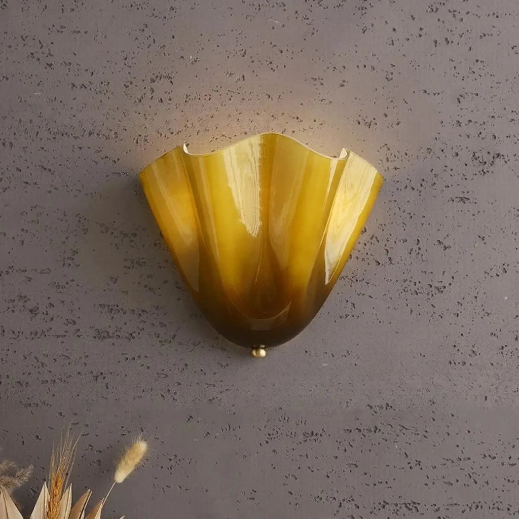 Art Deco Shell Glass Wall Light with Gold Fitting