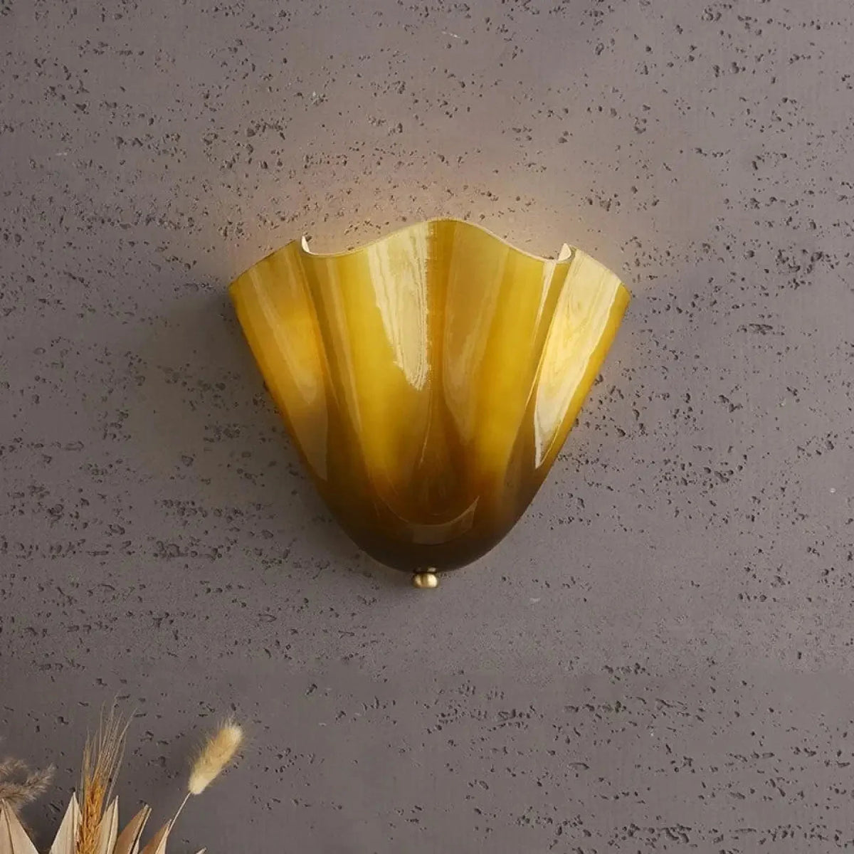 Art Deco Shell Glass Wall Light with Gold Fitting