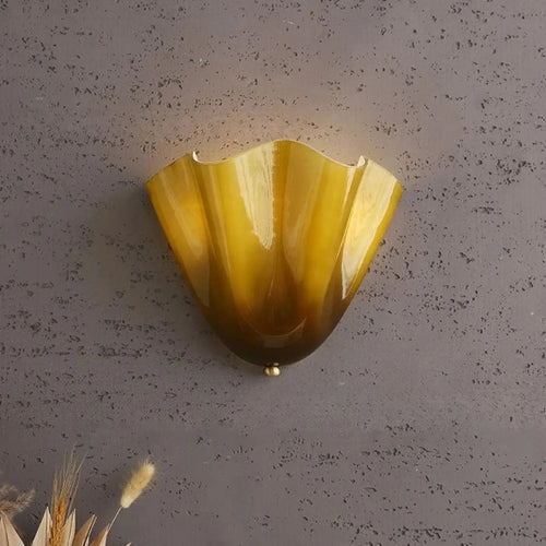 Art Deco Shell Glass Wall Light with Gold Fitting