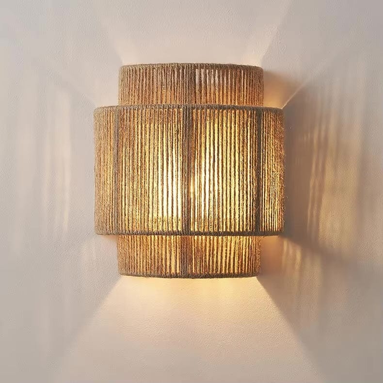 Boho Woven Rope Wall Light with Up and Down Glow