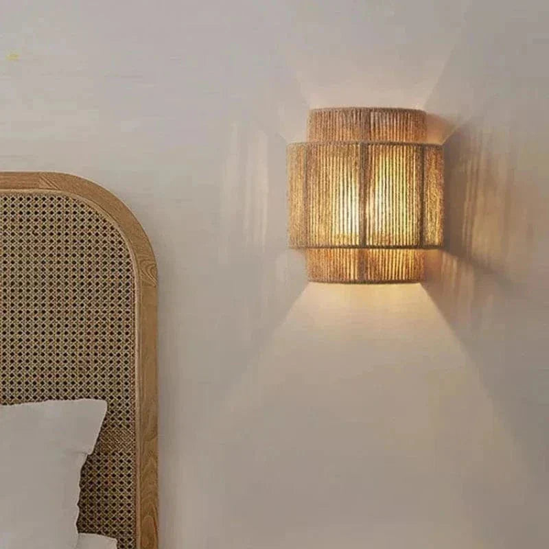 Boho Woven Rope Wall Light with Up and Down Glow