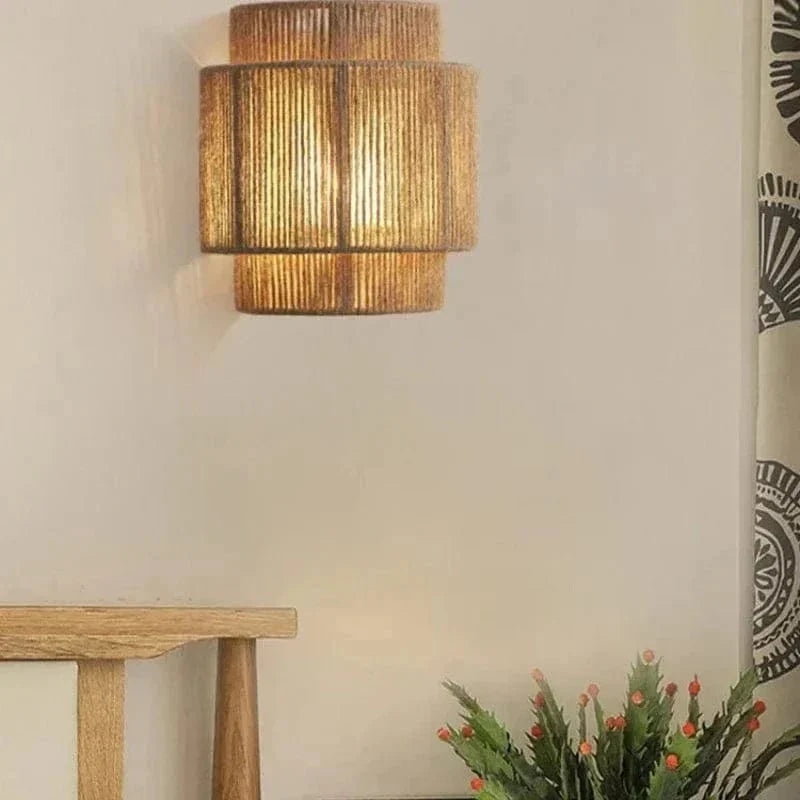 Boho Woven Rope Wall Light with Up and Down Glow