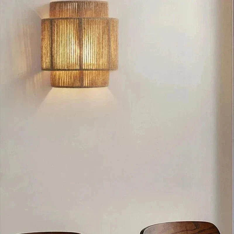 Boho Woven Rope Wall Light with Up and Down Glow
