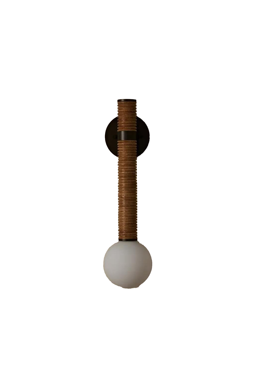 Boho Rattan Wrapped Wall Light with Opal Globe, G9