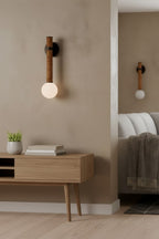 Boho Rattan Wrapped Wall Light with Opal Globe, G9