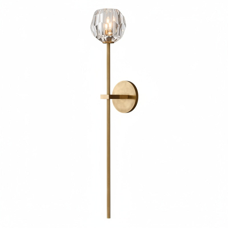 Glamour K9 Crystal Globe Wall Light on Long Brass Arm
