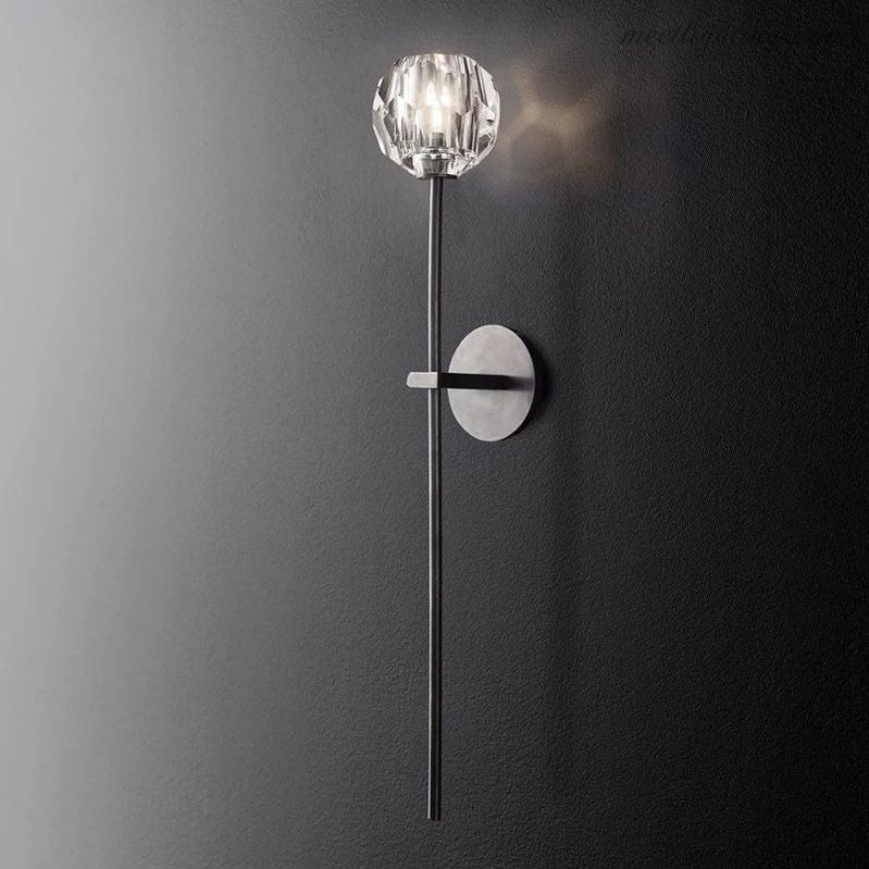 Glamour K9 Crystal Globe Wall Light on Long Brass Arm