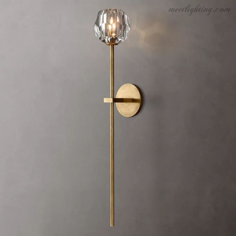 Glamour K9 Crystal Globe Wall Light on Long Brass Arm