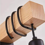 Industrial Wall Light with Wood Block and Hanging Bulb
