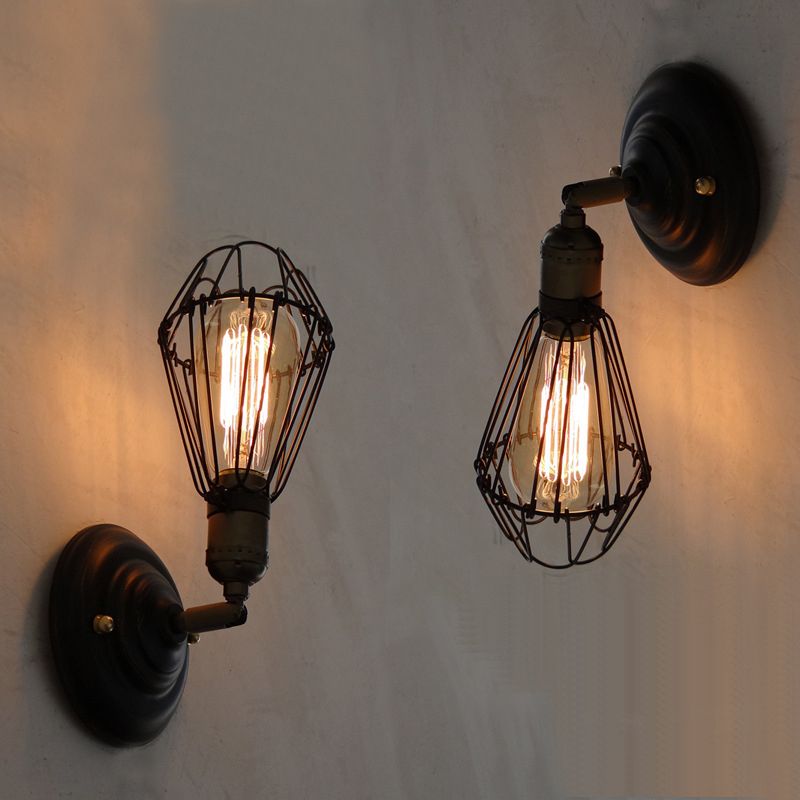 Industrial Cage Wall Light with E27 Fitting