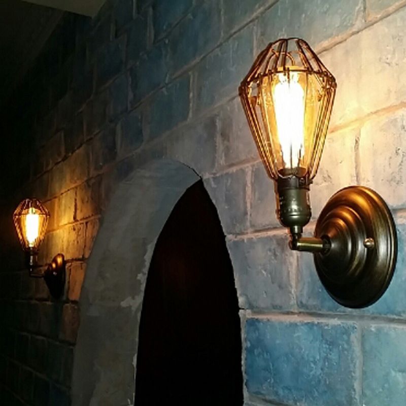 Industrial Cage Wall Light with E27 Fitting