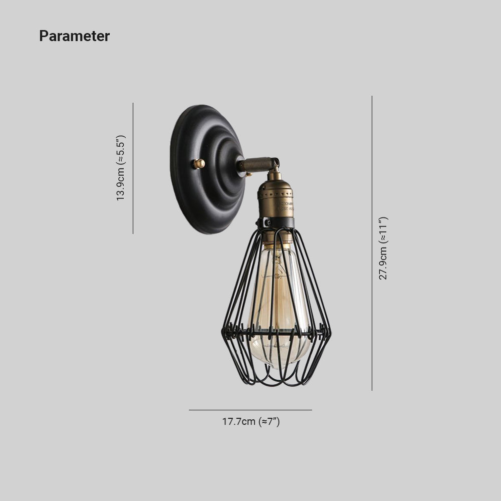 Industrial Cage Wall Light with E27 Fitting