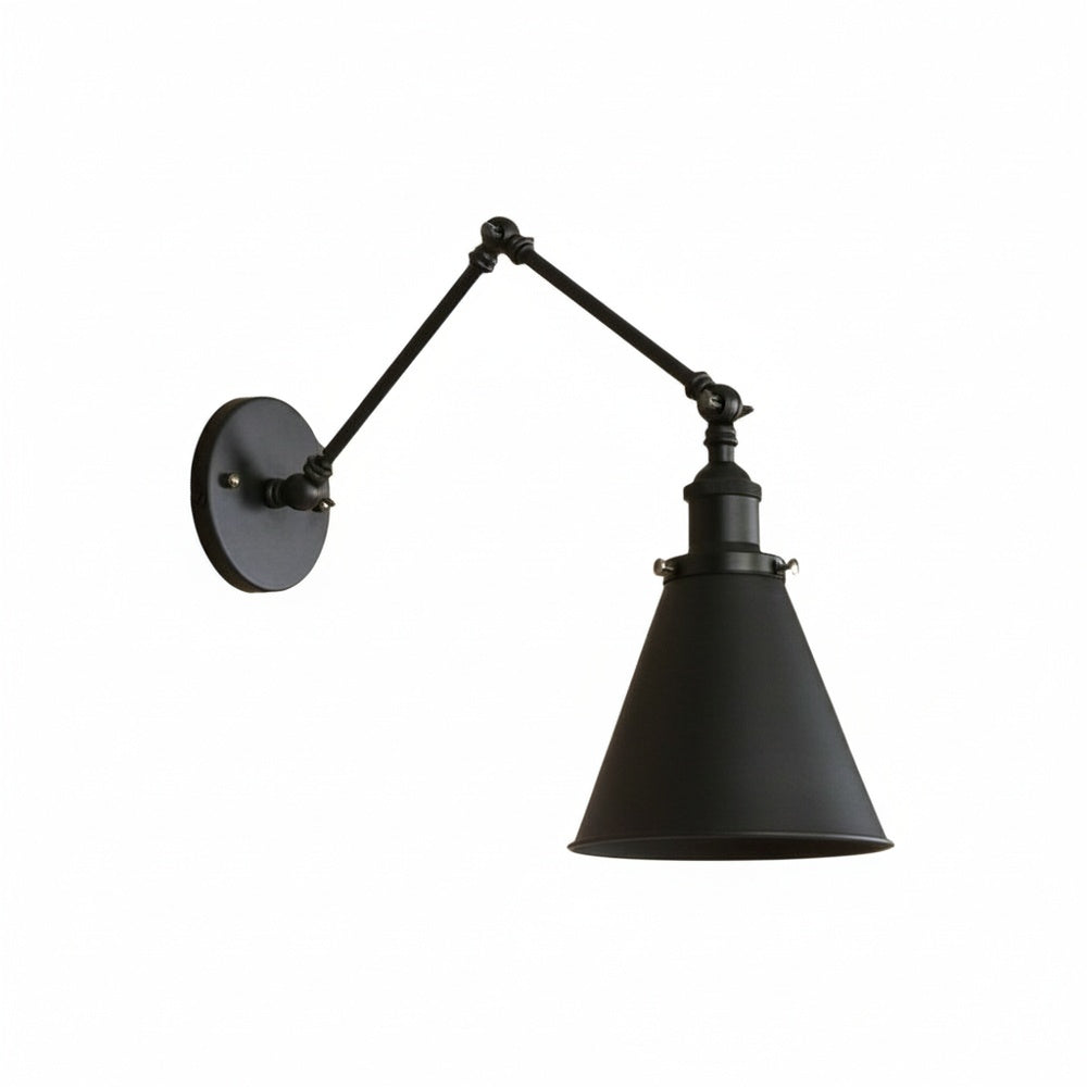Industrial Swing Arm Wall Light with Cone Metal Shade