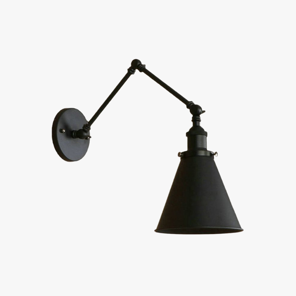 Industrial Swing Arm Wall Light with Cone Metal Shade