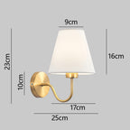 Classic Fabric Shade Wall Light with Brushed Gold Arm
