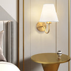 Classic Fabric Shade Wall Light with Brushed Gold Arm