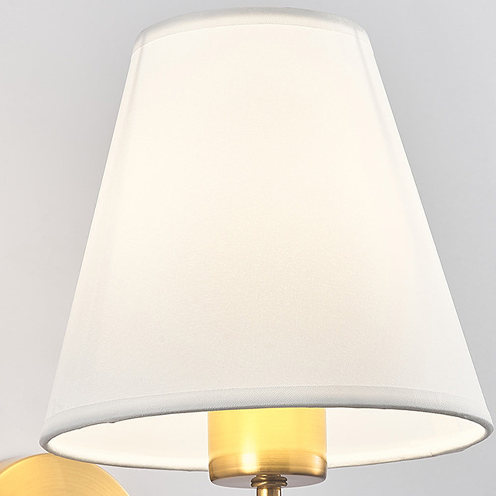 Classic Fabric Shade Wall Light with Brushed Gold Arm